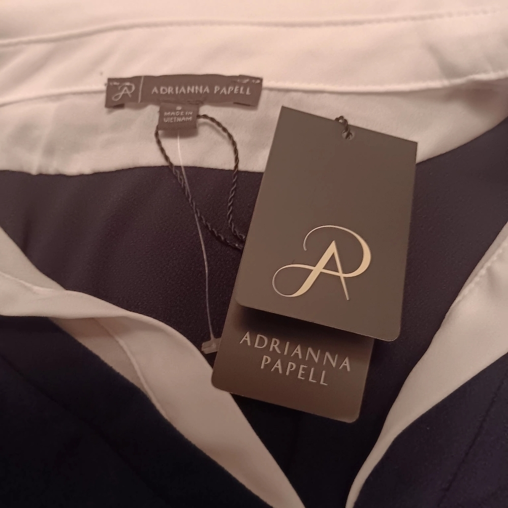 NWT Adrianna Papell Navy & White Blouse - Picture 6 of 8